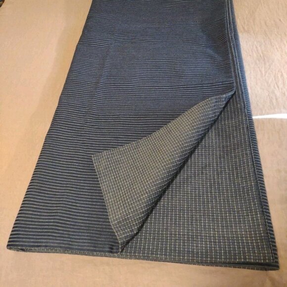 VTG Vogue Sample Denim Duvet Cover RARE Heavy Striped Check 2 Sided 86" x 86" - Picture 2 of 14